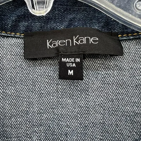 Karen Kane Denim Jean Jacket Women's Size M Blue Long Sleeve Casual Normcore - Picture 4 of 11